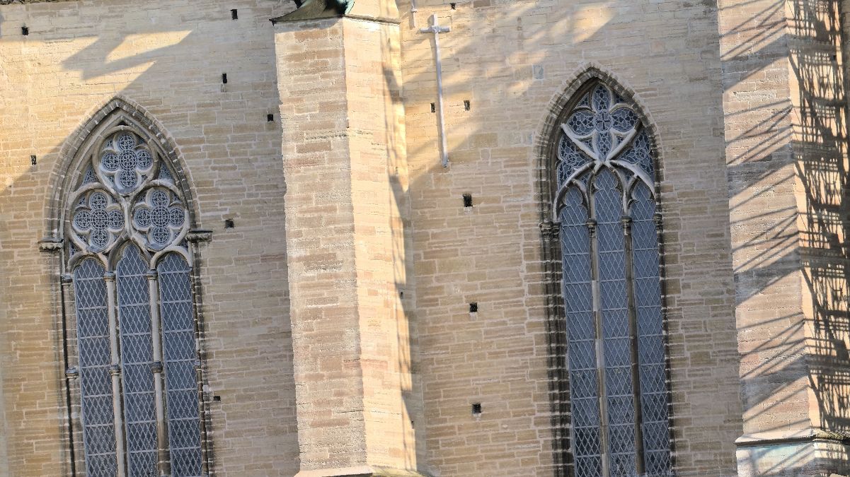 3D modelled exterior of a church, coloured view